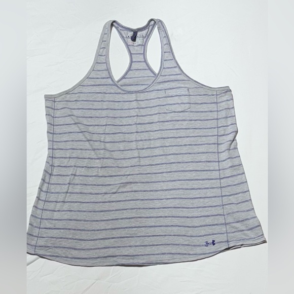 Under Armour HeatGear Striped Racerback Tank Top - Semi-Fitted - Picture 1 of 10